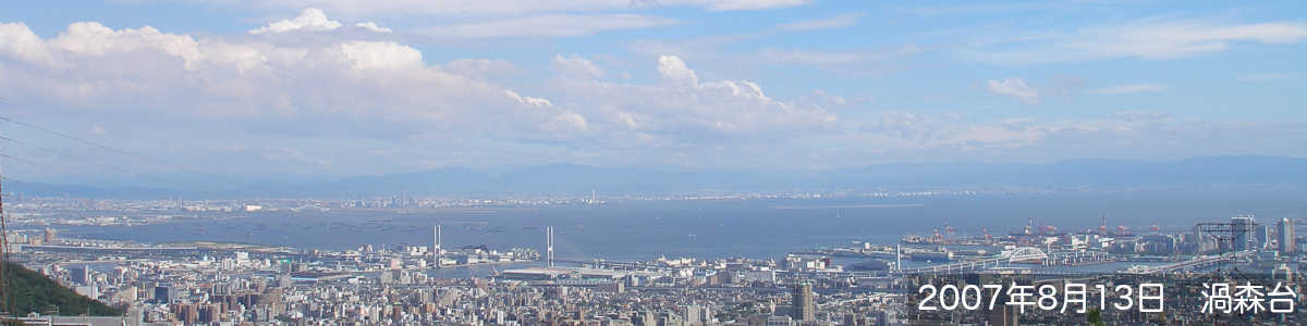 神戸、東灘、スポーツ、リウマチ、こどもの整形外科、赤松クリニックのウェブページの画像。2007年8月13日、渦森台からの景色。